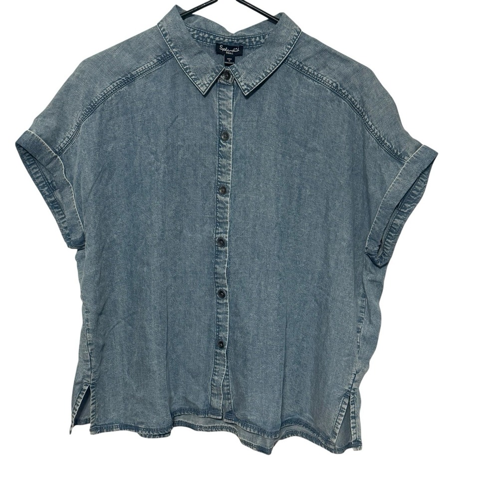Splendid 100%  Lyocell  Button Down Blouse Light-Blue  Womens Small